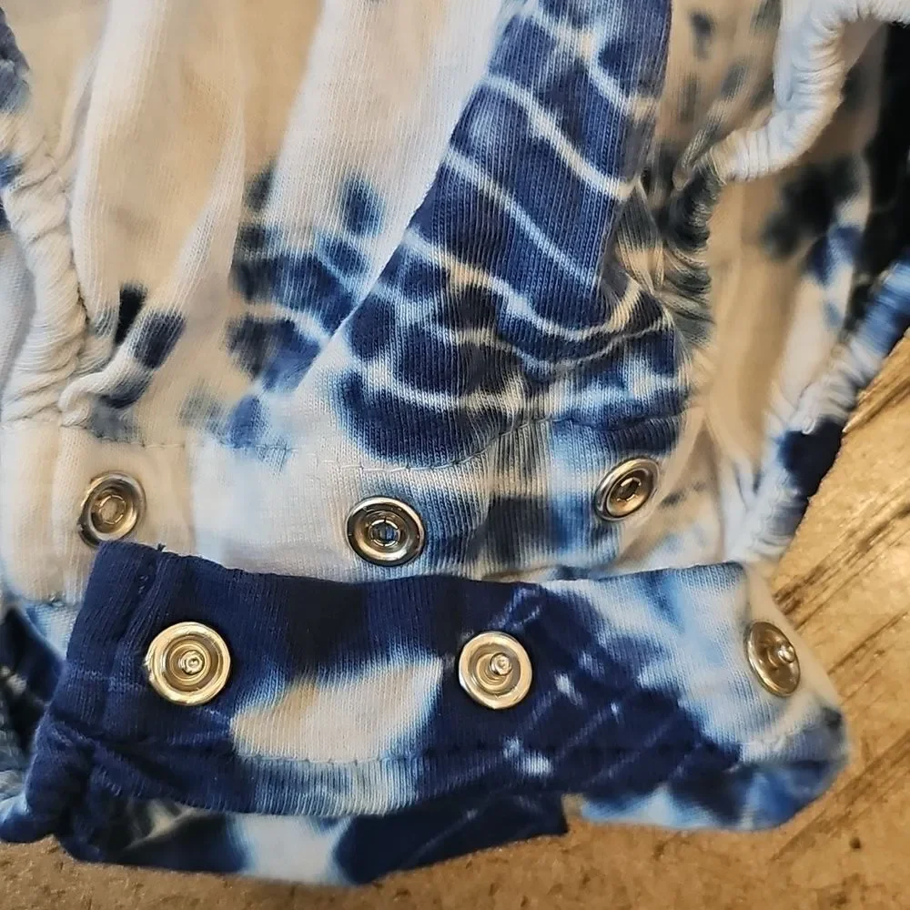 Ralph Lauren Navy and White Tie Dye Baby Romper 6M